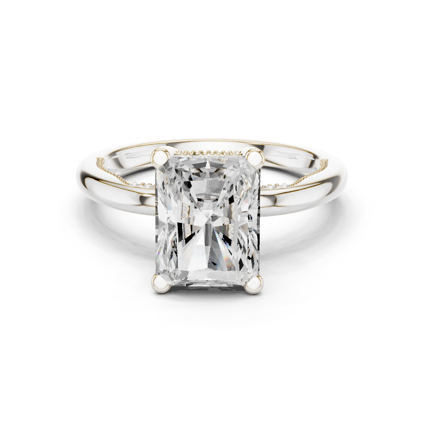 2.63ctw Radiant-Cut Diamond Solitaire Hidden Halo Engagement Ring | Solid Gold