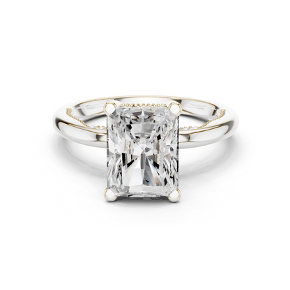 2.63ctw Radiant-Cut Diamond Solitaire Hidden Halo Engagement Ring | Solid Gold