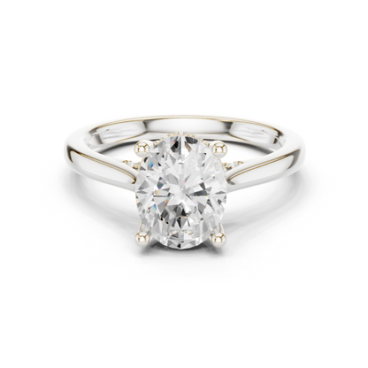 2.13ctw Oval Cut Diamond Pave Solitaire Hidden Halo Ring | Yellow Gold