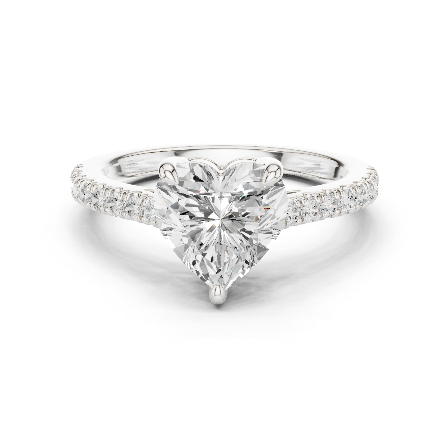 2.30ctw Heart Shaped Diamond Pavé Ring | Yellow Gold Solitaire