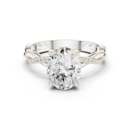 2.31ctw Oval-Cut Pavé Diamond Twisted Infinity Ring | Yellow Gold Solitaire