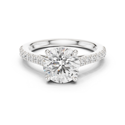 2.30ctw Round Shaped Diamond Pavé Ring | Yellow Gold Solitaire