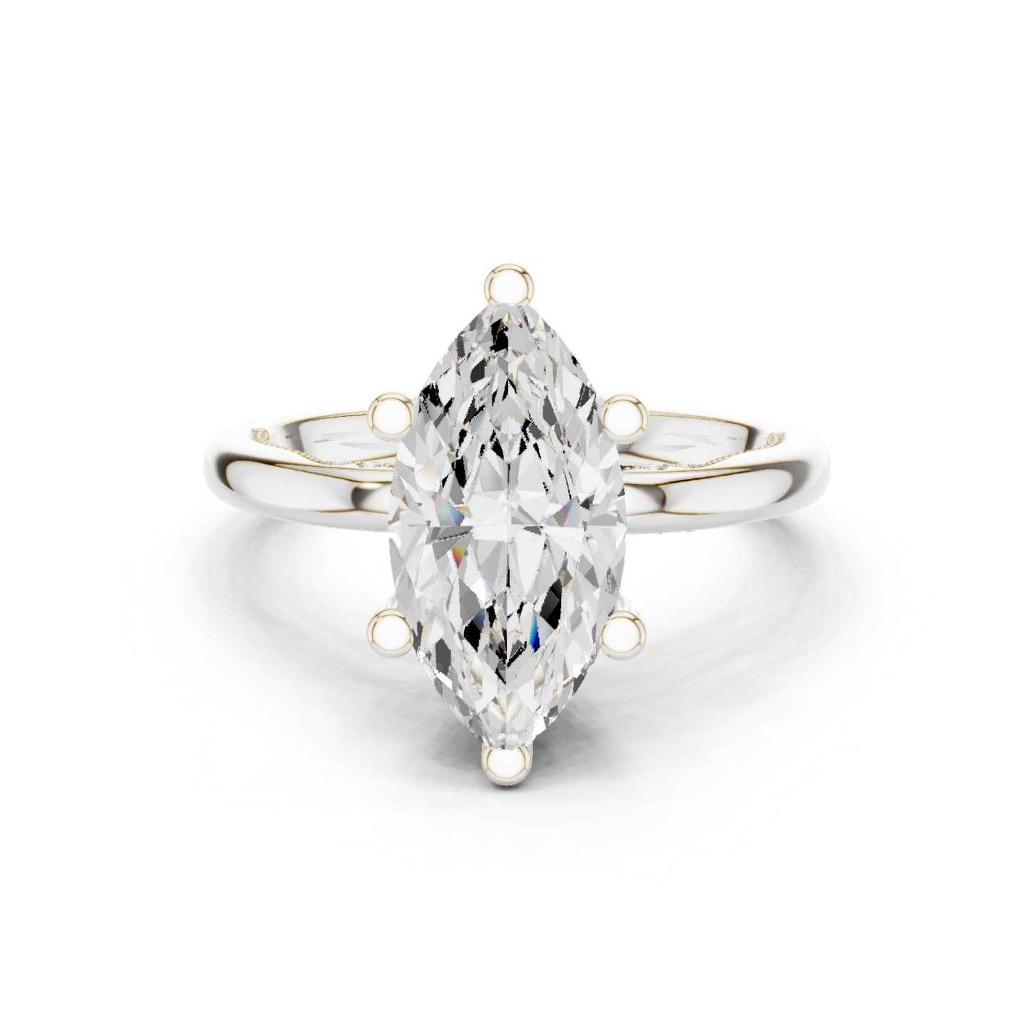 2.60ctw Marquise-Cut Diamond Solitaire Hidden Halo Engagement Ring | Solid Gold