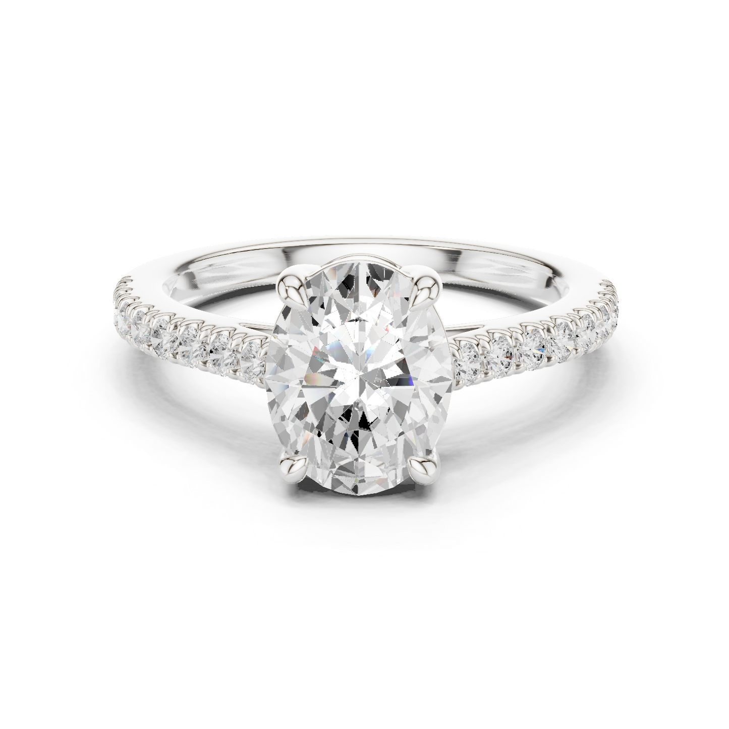 2.30ctw Oval Shaped Diamond Pavé Ring | Yellow Gold Solitaire