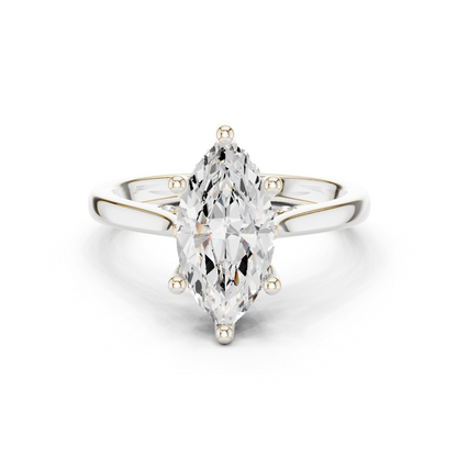 2.14ctw Marquise Cut Diamond Pave Solitaire Hidden Halo Ring | Yellow Gold
