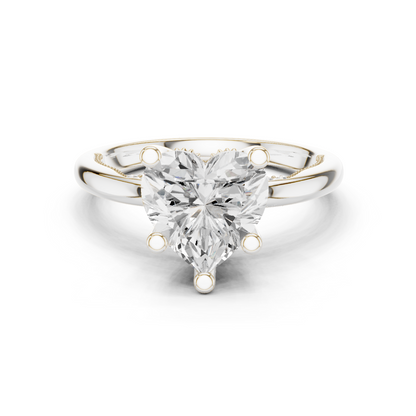2.60ctw Heart-Cut Diamond Solitaire Hidden Halo Engagement Ring | Solid Gold
