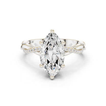 2.37ctw Marquise-Cut Pavé Diamond Twisted Infinity Ring | Yellow Gold Solitaire