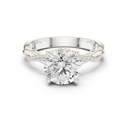 2.31ctw Round-Cut Pavé Diamond Twisted Infinity Ring | Yellow Gold Solitaire