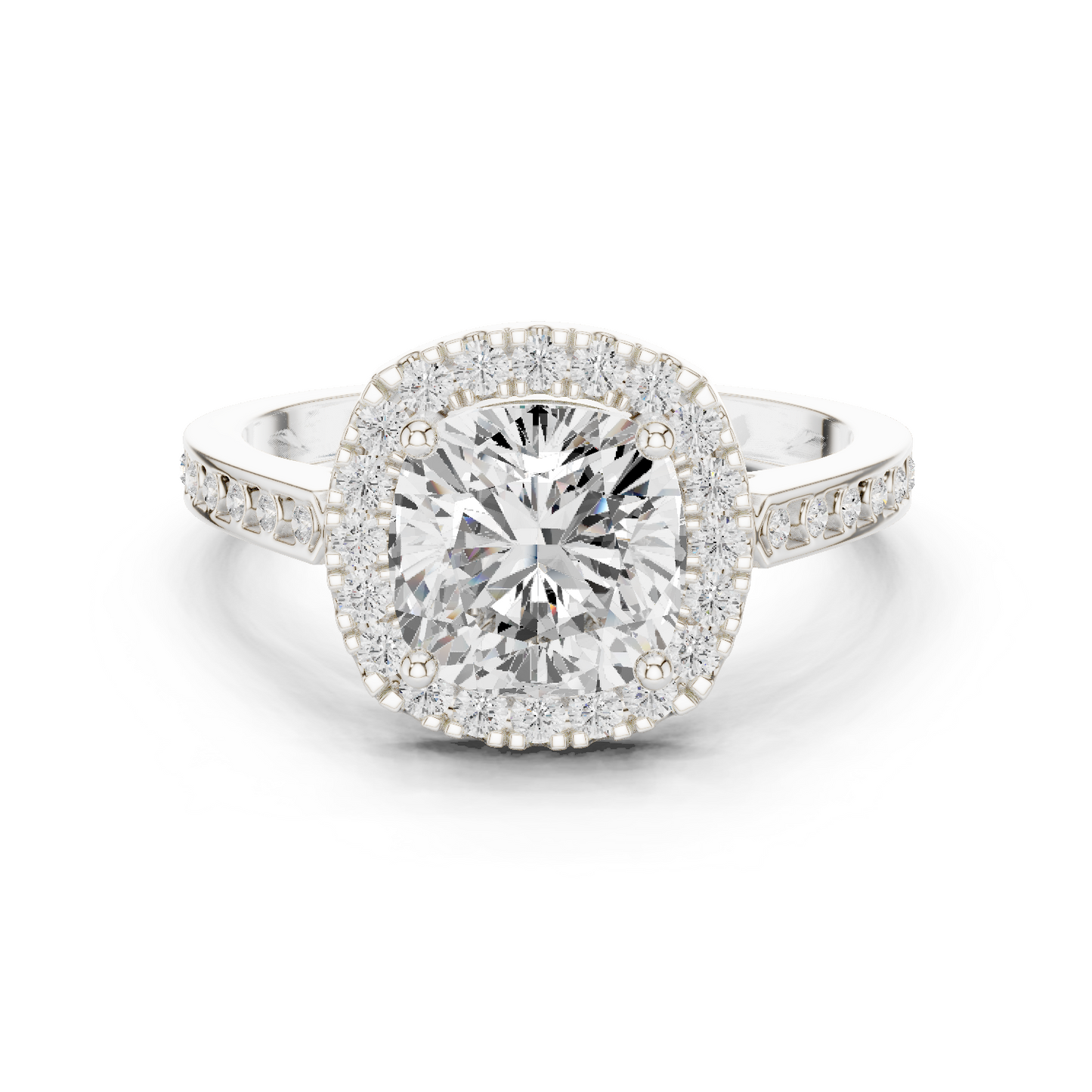 2.26 Carat Cushion Cut Diamond Halo Engagement Ring | Yellow Gold
