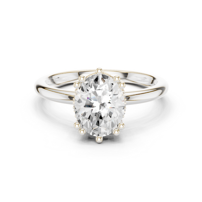 2.04ctw Oval Cut Solitaire Ring with Hidden Halo | Yellow Gold