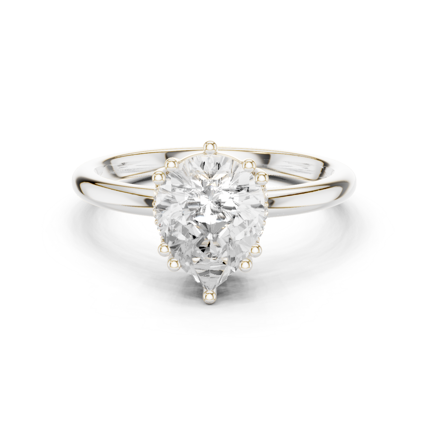 2.04ctw Pear Cut Solitaire Ring with Hidden Halo | Yellow Gold