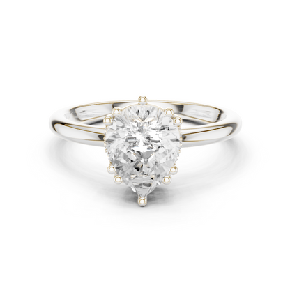 2.04ctw Pear Cut Solitaire Ring with Hidden Halo | Yellow Gold
