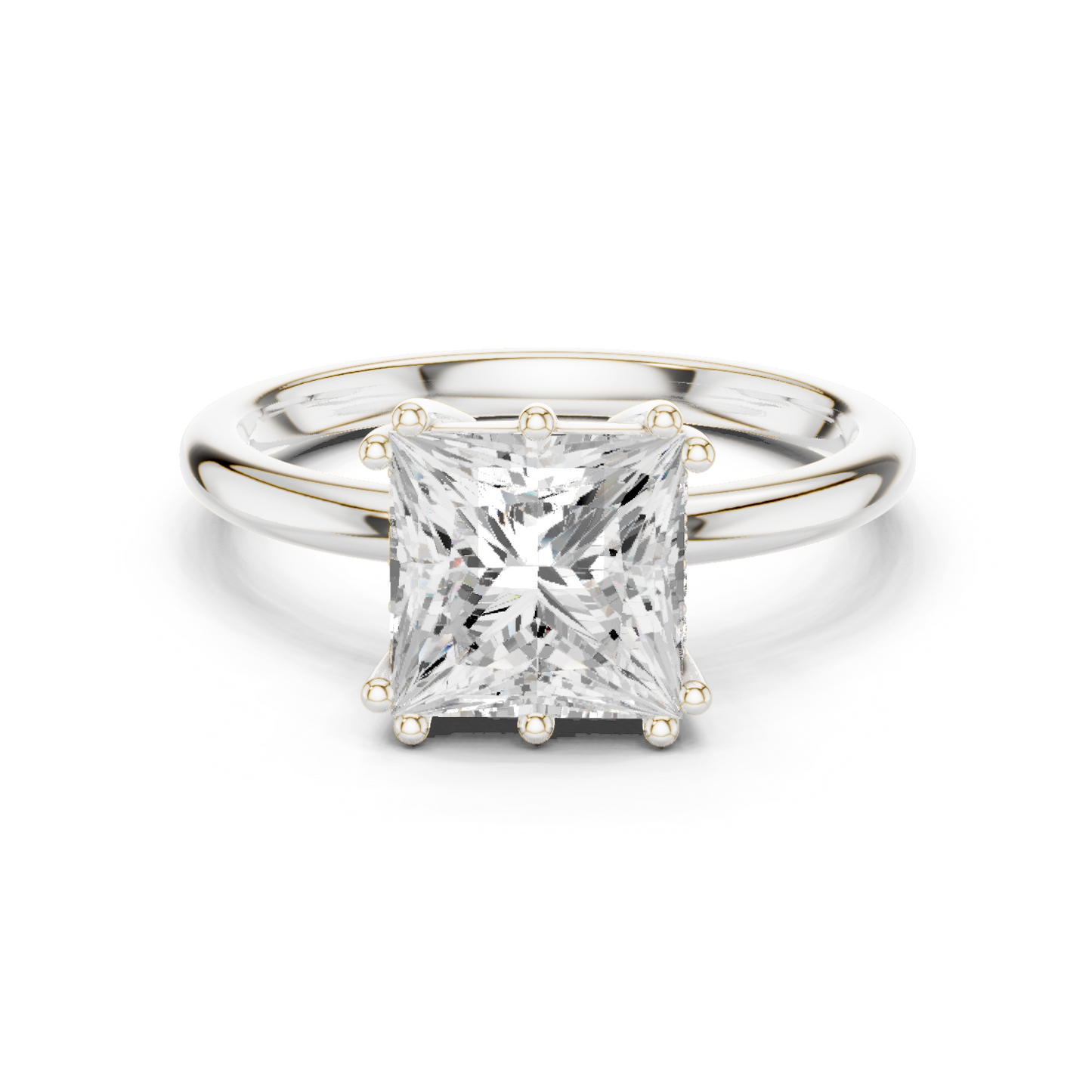 2.05ctw Princess Cut Solitaire Ring with Hidden Halo | Yellow Gold