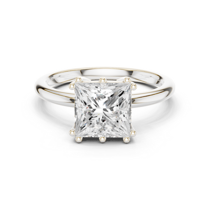 2.05ctw Princess Cut Solitaire Ring with Hidden Halo | Yellow Gold
