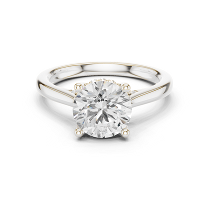2.13ctw Round Cut Diamond Pave Solitaire Hidden Halo Ring | Yellow Gold