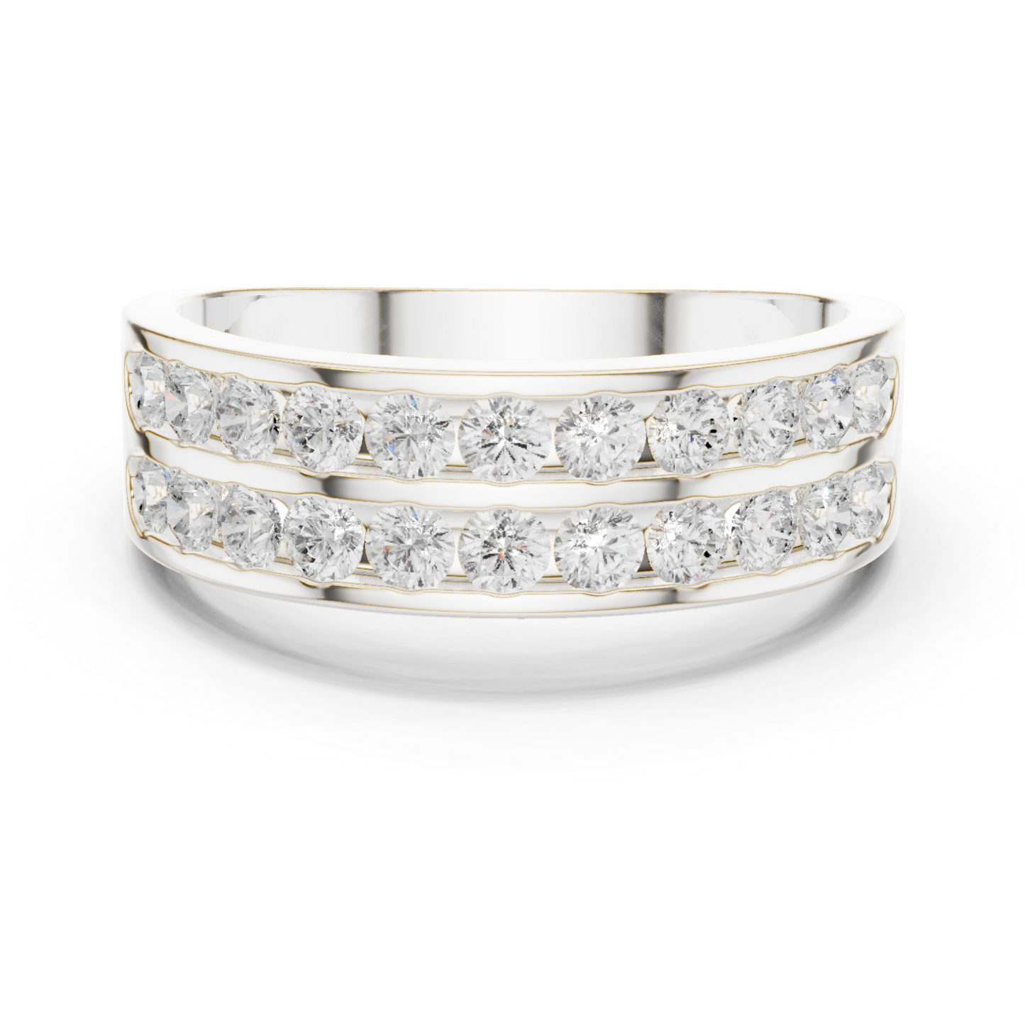 Yellow Gold Double Row Channel Set Diamond Wedding Ring 1.32CTW