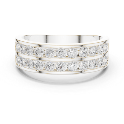 Yellow Gold Double Row Channel Set Diamond Wedding Ring 1.32CTW