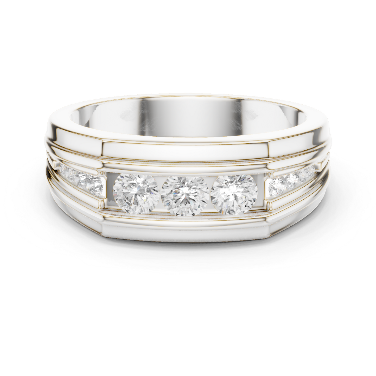 Yellow Gold Graduating Diamond Band - 0.59CTW Channel Set Statement Ring
