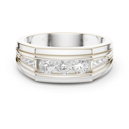 Yellow Gold Graduating Diamond Band - 0.59CTW Channel Set Statement Ring