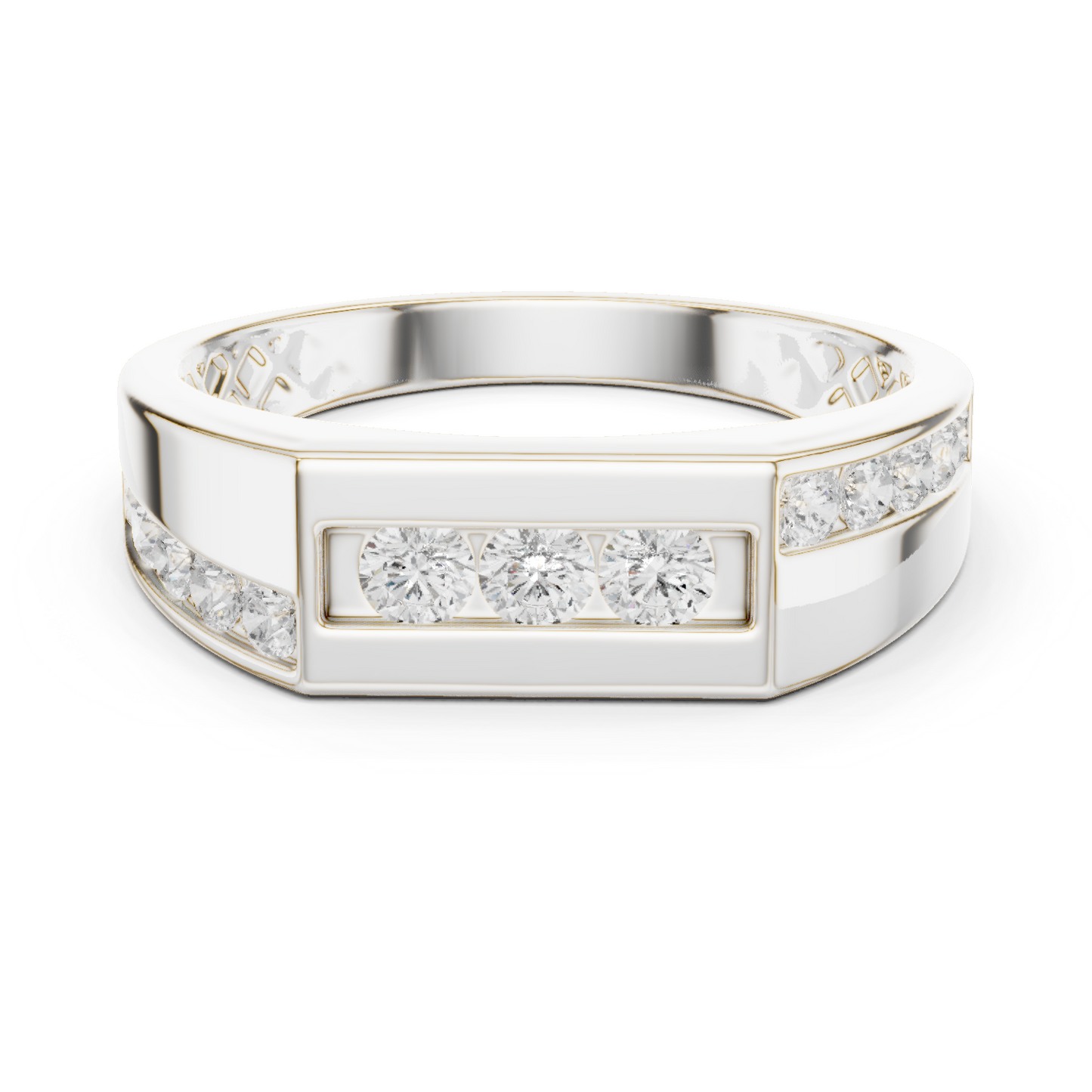 White Gold 3-Stone Diamond Band | 0.55CTW Channel Set Geometric Ring