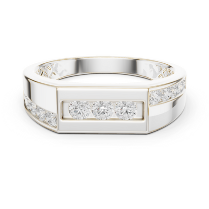 White Gold 3-Stone Diamond Band | 0.55CTW Channel Set Geometric Ring