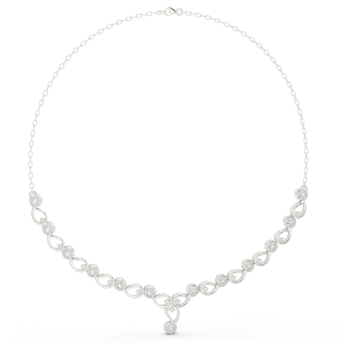 1.75ctw Solid Gold Infinity Loop Diamond Necklace | Elegant Bridal Wave Choker