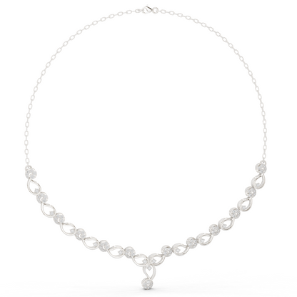1.75ctw Solid Gold Infinity Loop Diamond Necklace | Elegant Bridal Wave Choker