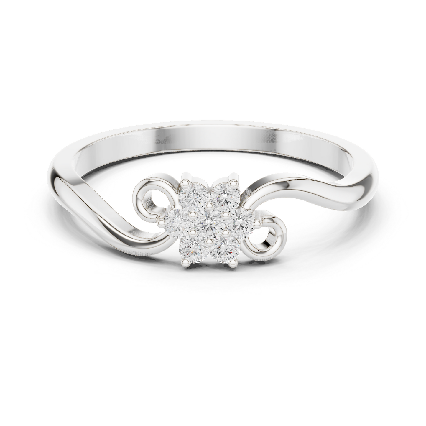 0.11ctw Diamond Flower Cluster Bypass Ring | Yellow Gold