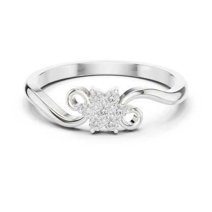 0.11ctw Diamond Flower Cluster Bypass Ring | Yellow Gold