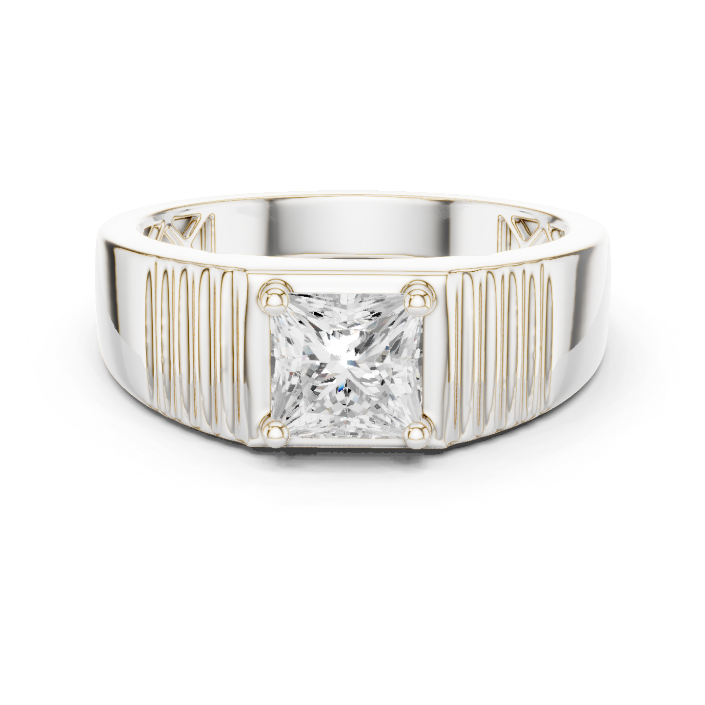 Yellow Gold Princess Cut Diamond Solitaire Band - 0.78CTW