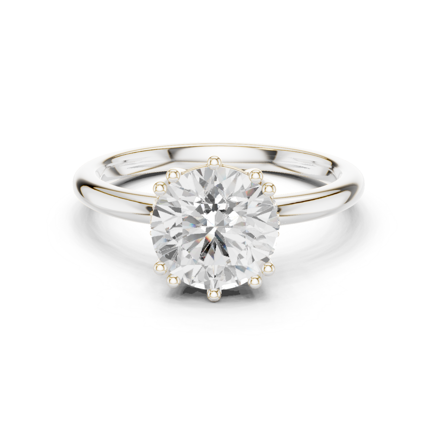 2.04ctw Round Cut Solitaire Ring with Hidden Halo | Yellow Gold