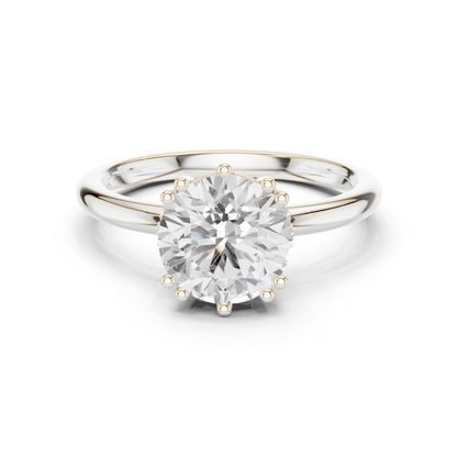 2.04ctw Round Cut Solitaire Ring with Hidden Halo | Yellow Gold