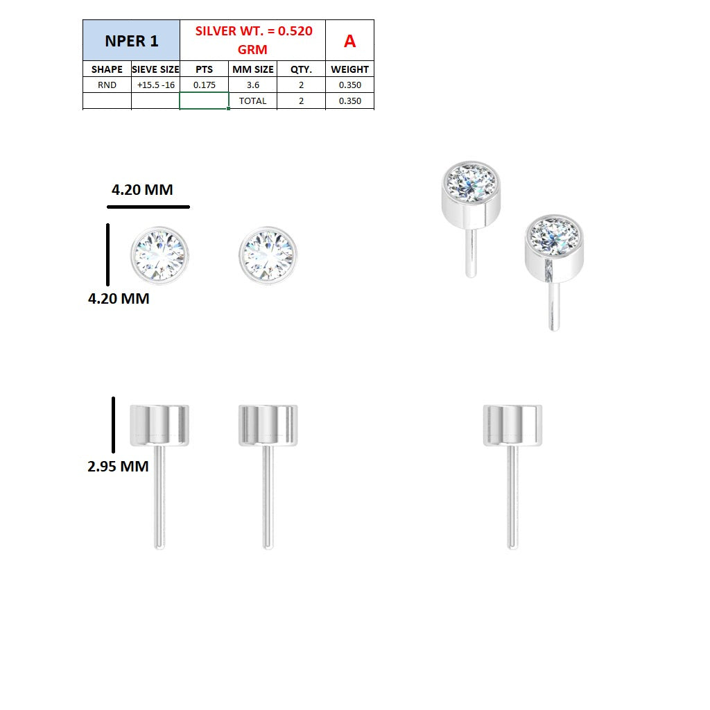 Sterling Silver baby earing with 0.36ct round diamond studs.