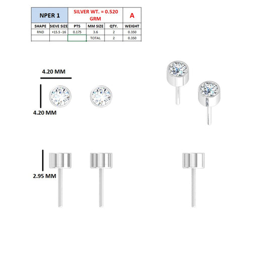 Sterling Silver baby earing with 0.36ct round diamond studs.