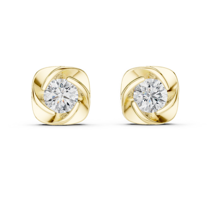 1.8ctw Round Diamond Cushion Twist Love Knot Stud Earrings - Solid Gold