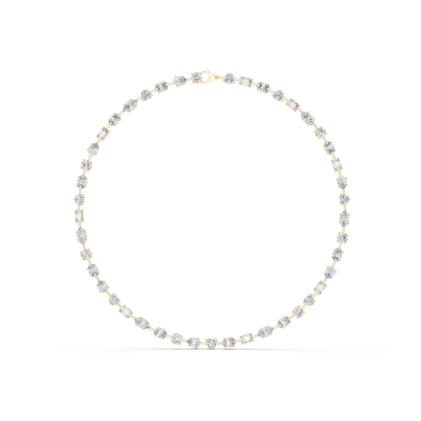 21.49ctw Solid Gold Multi-Cut Diamond Mixed Shape Tennis Choker Necklace