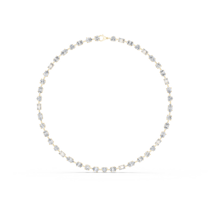21.49ctw Solid Gold Multi-Cut Diamond Mixed Shape Tennis Choker Necklace