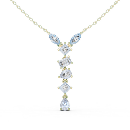 3.5CTW Multi-Shape Diamond Drop Y-Pendent in Yellow Gold