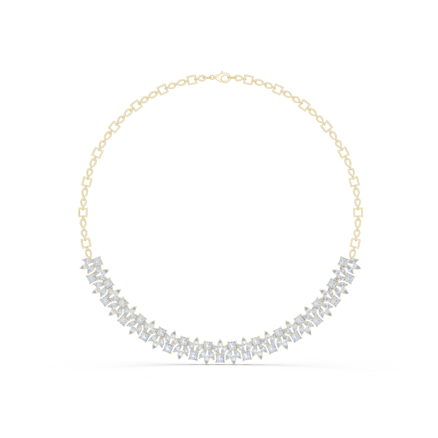 23.22ctw Solid Gold Multi-Cut Princess & Marquise Diamond Cluster Choker