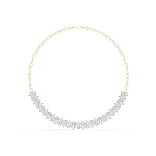 23.22ctw Solid Gold Multi-Cut Princess & Marquise Diamond Cluster Choker
