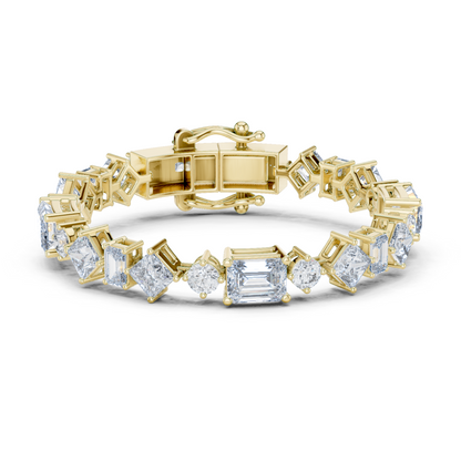 20.07CTW Multi-Shape Mixed Diamond Tennis Bracelet | Yellow Gold