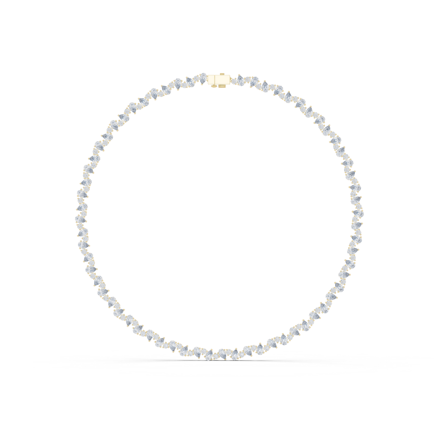 Celestial Sparkle: Pear-Cut Cluster Tennis Necklace in Yellow Gold