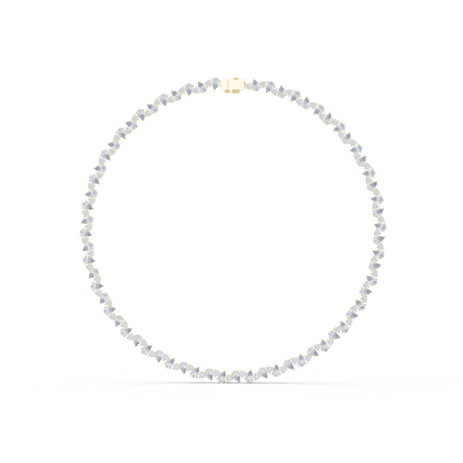 Celestial Sparkle: Pear-Cut Cluster Tennis Necklace in Yellow Gold