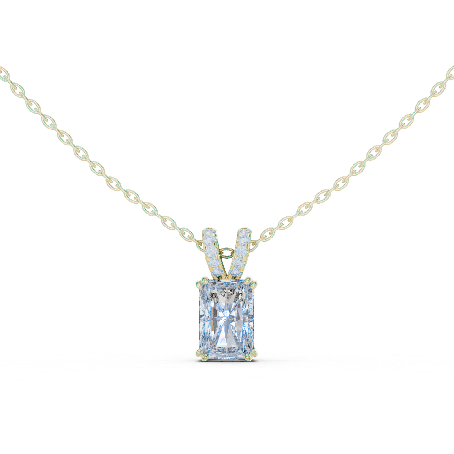 2.14CTW Radiant Elegance:Diamond Pendant in Yellow Gold