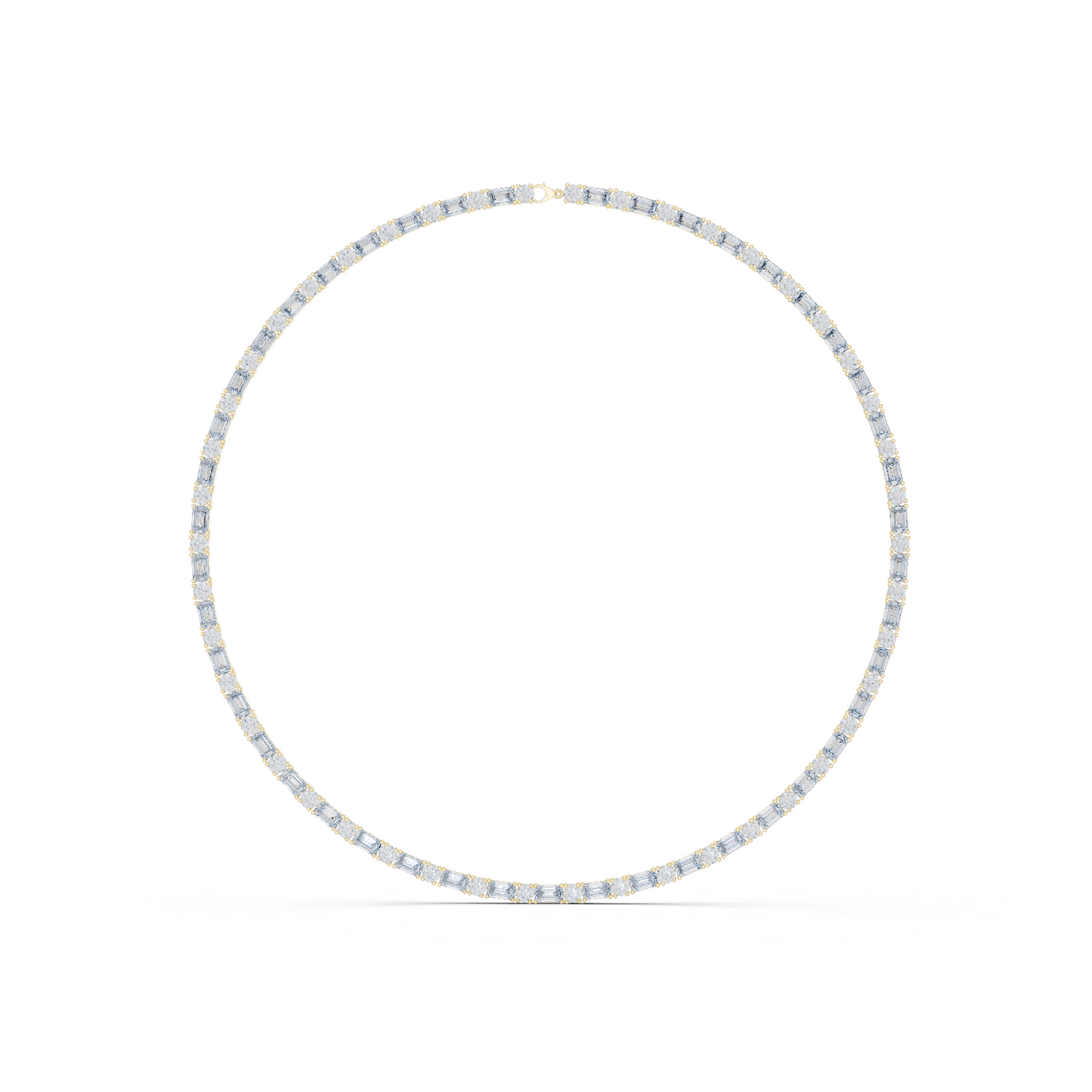 18.45ctw Solid Gold Emerald & Round Diamond Alternating Tennis Choker