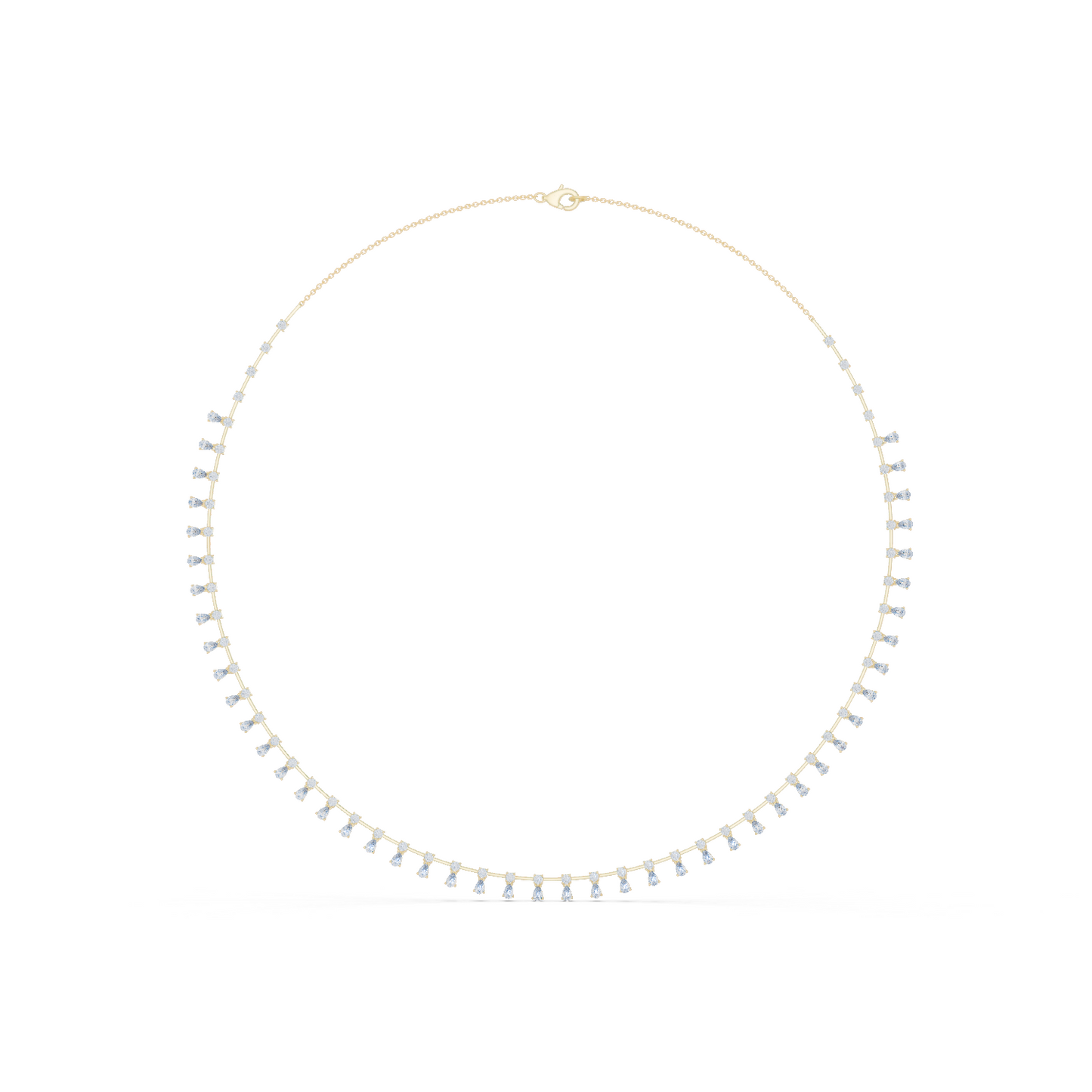 6.35ctw Yellow Gold Pear Cut Diamond Fringe Drop Choker Necklace