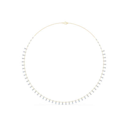6.35ctw Yellow Gold Pear Cut Diamond Fringe Drop Choker Necklace