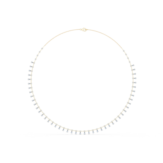 6.35ctw Yellow Gold Pear Cut Diamond Fringe Drop Choker Necklace