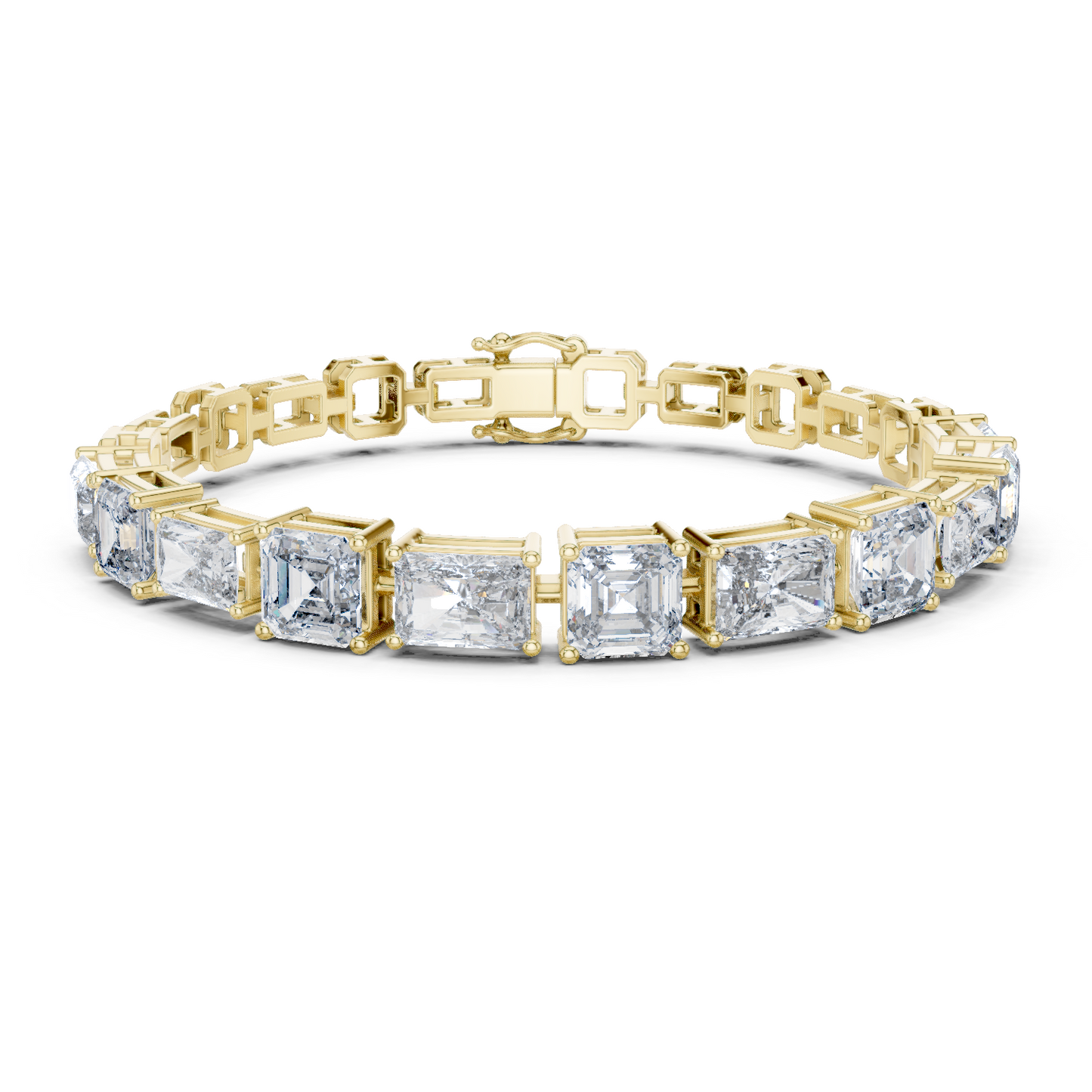 13.44CTW Emerald & Radiant Cut Alternating Tennis Bracelet - Yellow Gold
