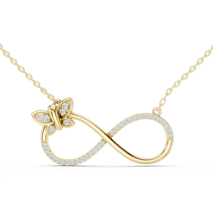 Butterfly Infinity Pendant in Yellow Gold - 0.25CTW Pavé Diamonds